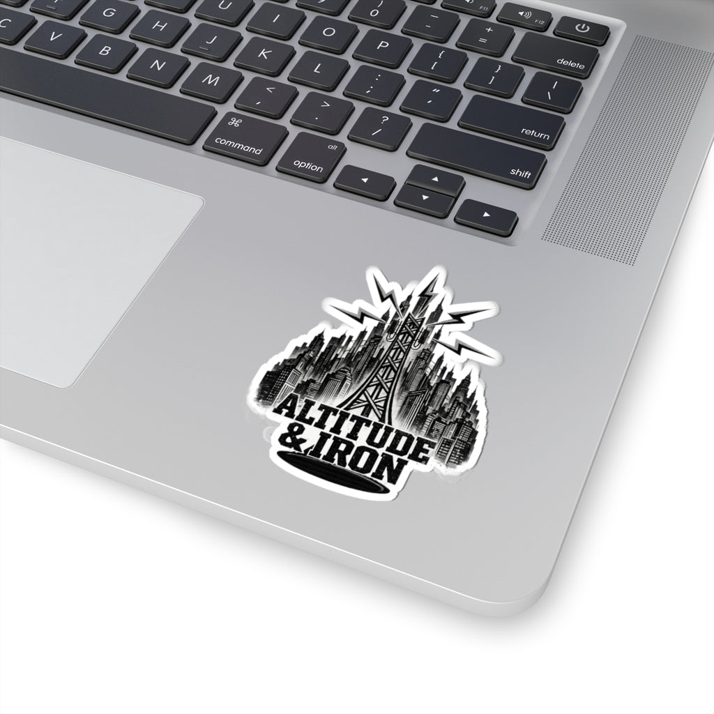 Altitude & Iron Cityscape Sticker - Retro Radio Tower Kiss-Cut Decal