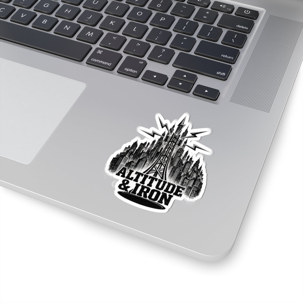 Altitude & Iron Cityscape Sticker - Retro Radio Tower Kiss-Cut Decal