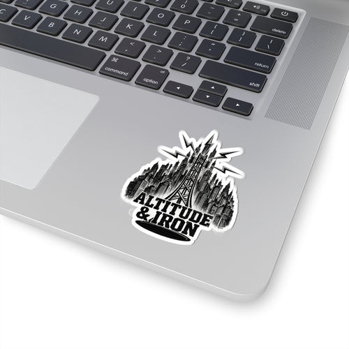Altitude & Iron Cityscape Sticker - Retro Radio Tower Kiss-Cut Decal