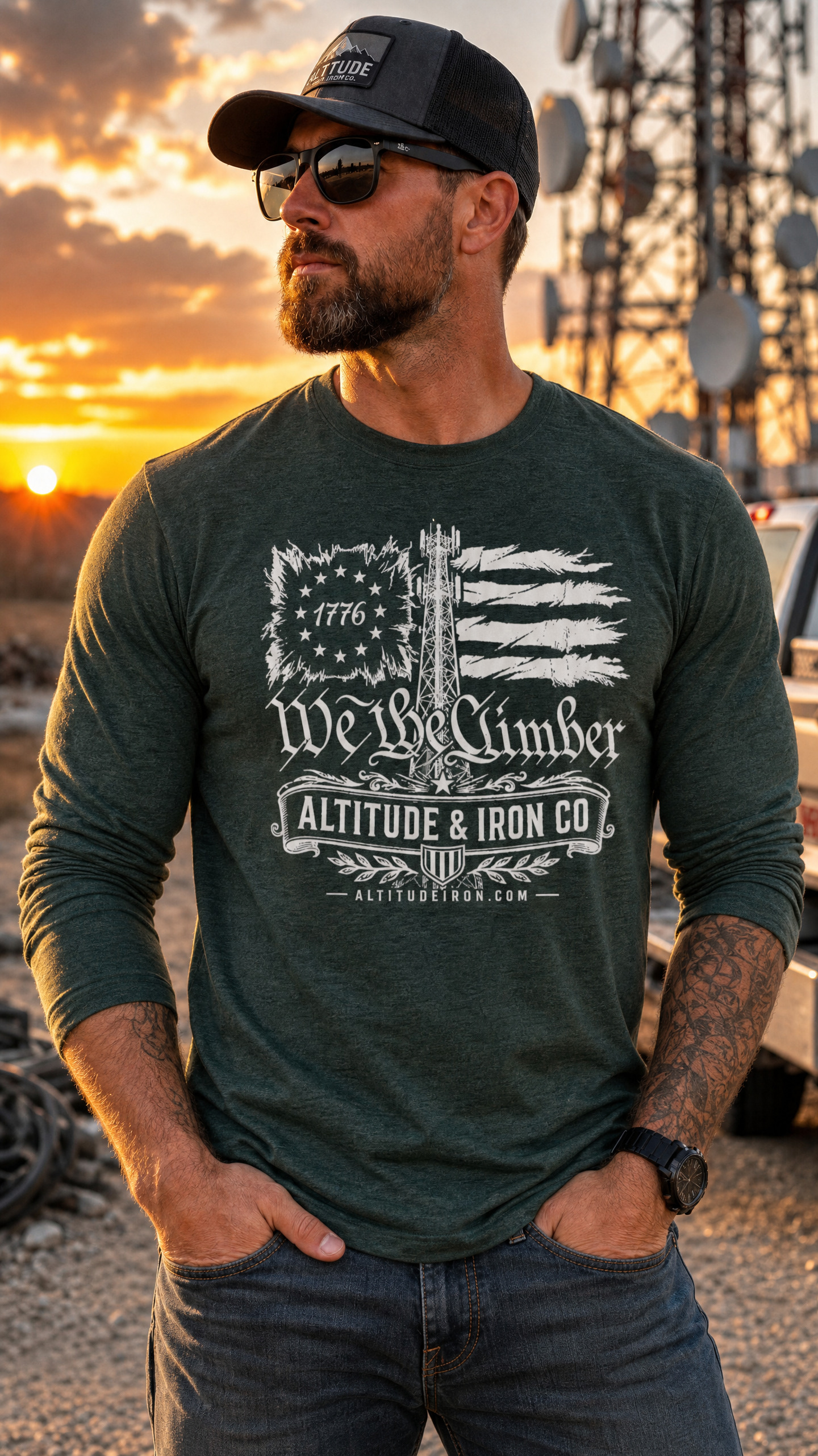 "We The Climber" Tower Climber Long Sleeve Tee — Unisex Soft Cotton Shirt | Altitude & Iron