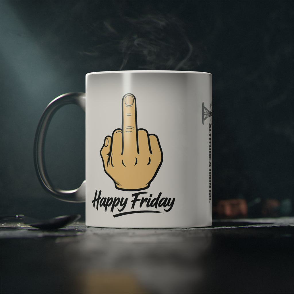 "Happy Friday" Color-Change Magic Mug — 11oz Novelty Coffee Mug