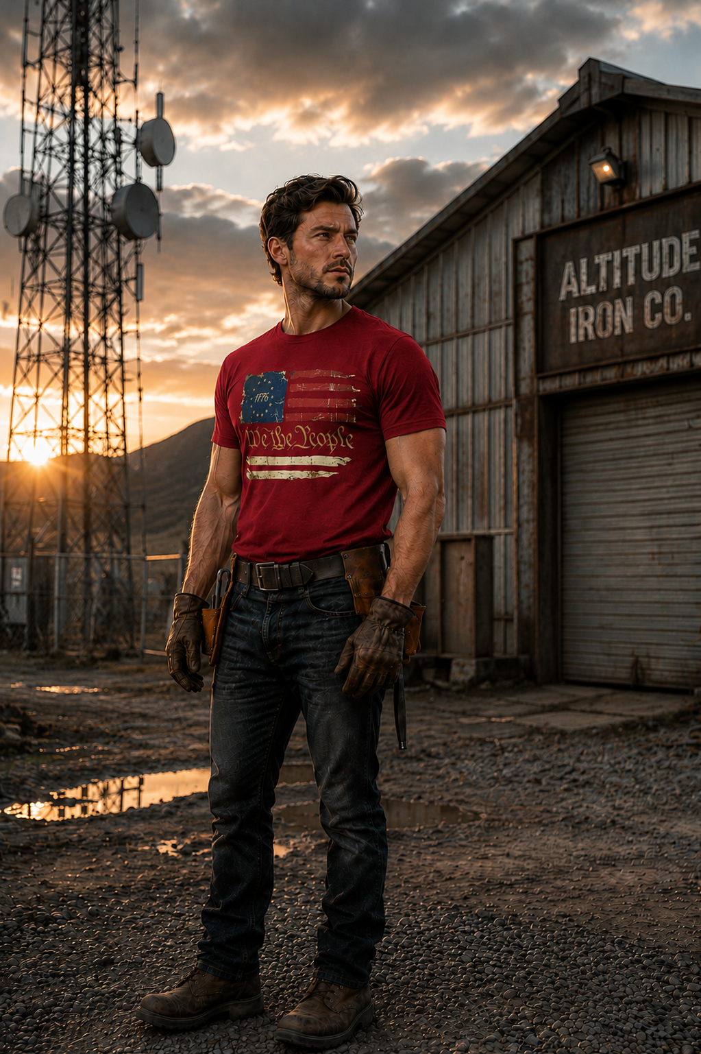 Altitude & Iron Co. American Flag Tee — Soft Ring-Spun Cotton for Tower Crews