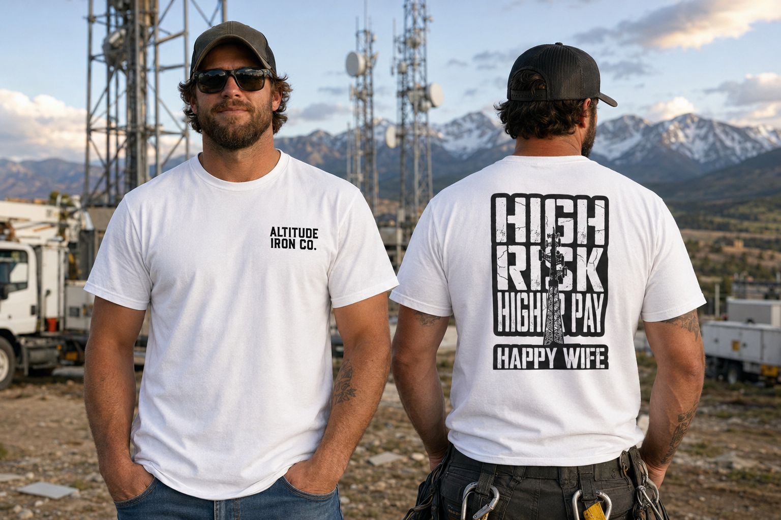 Altitude & Iron Co. High Risk Higher Pay Tee — Soft Ring-Spun Cotton for Tower Crews
