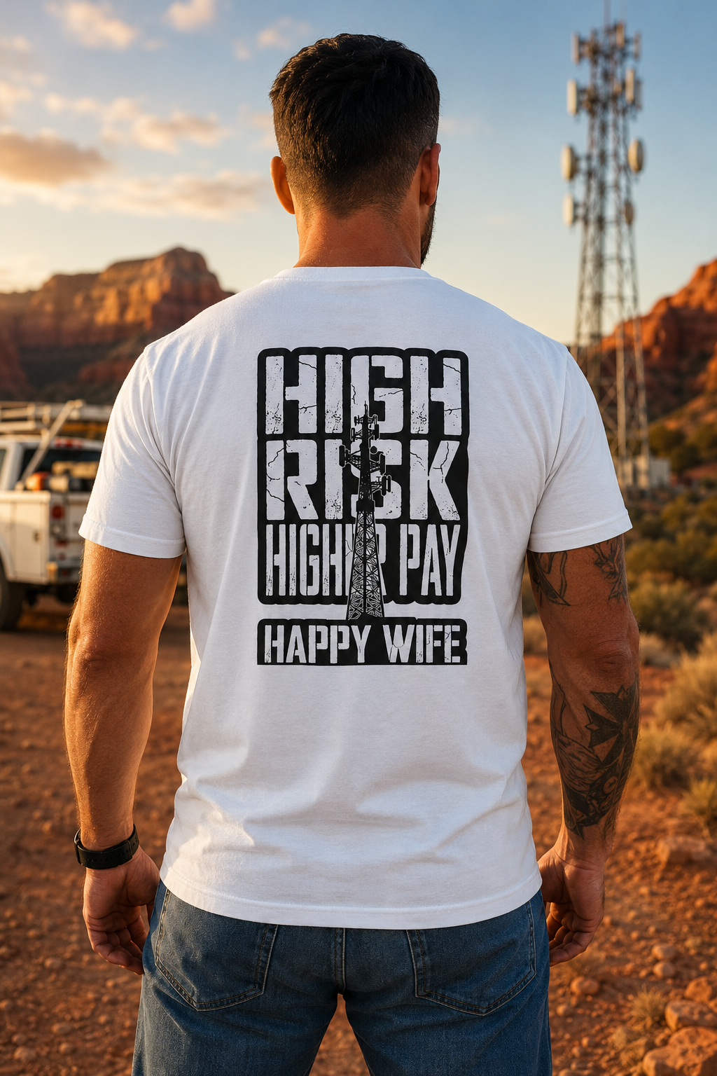 Altitude & Iron Co. High Risk Higher Pay Tee — Soft Ring-Spun Cotton for Tower Crews