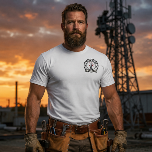 Altitude & Iron Co. Climb the Pole Back-Print Tee — Soft Ring-Spun Cotton for Tower Techs