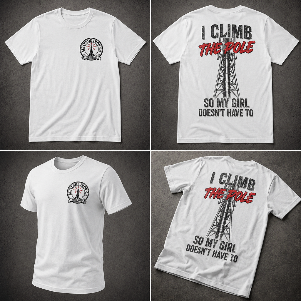 Altitude & Iron Co. Climb the Pole Back-Print Tee — Soft Ring-Spun Cotton for Tower Techs