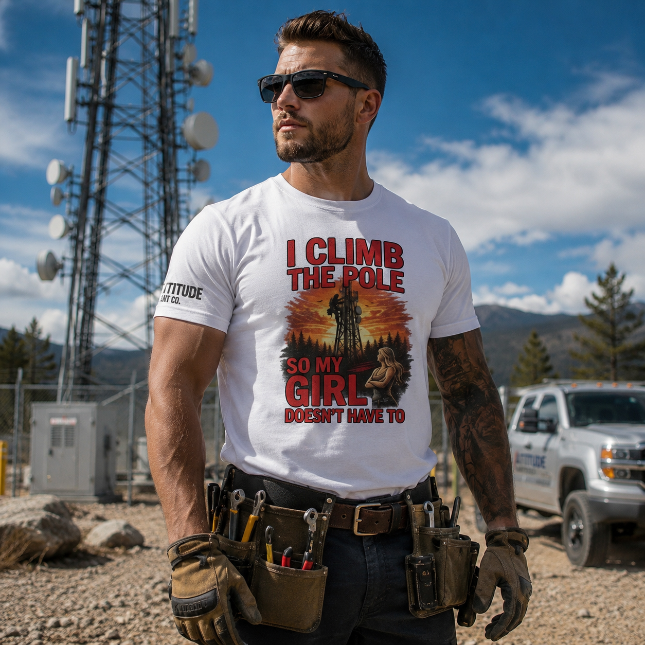 Altitude & Iron Co. Climb the Pole Tee — Soft Ring-Spun Cotton for Tower Techs