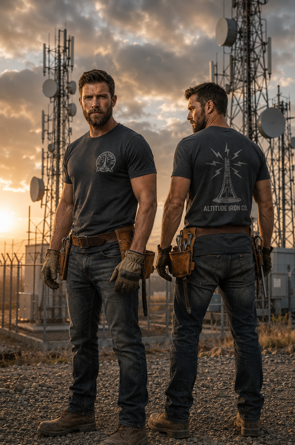 Altitude & Iron Co. Tower Hand Vintage Triblend Tee in Dark — Ultra-Soft with UPF40
