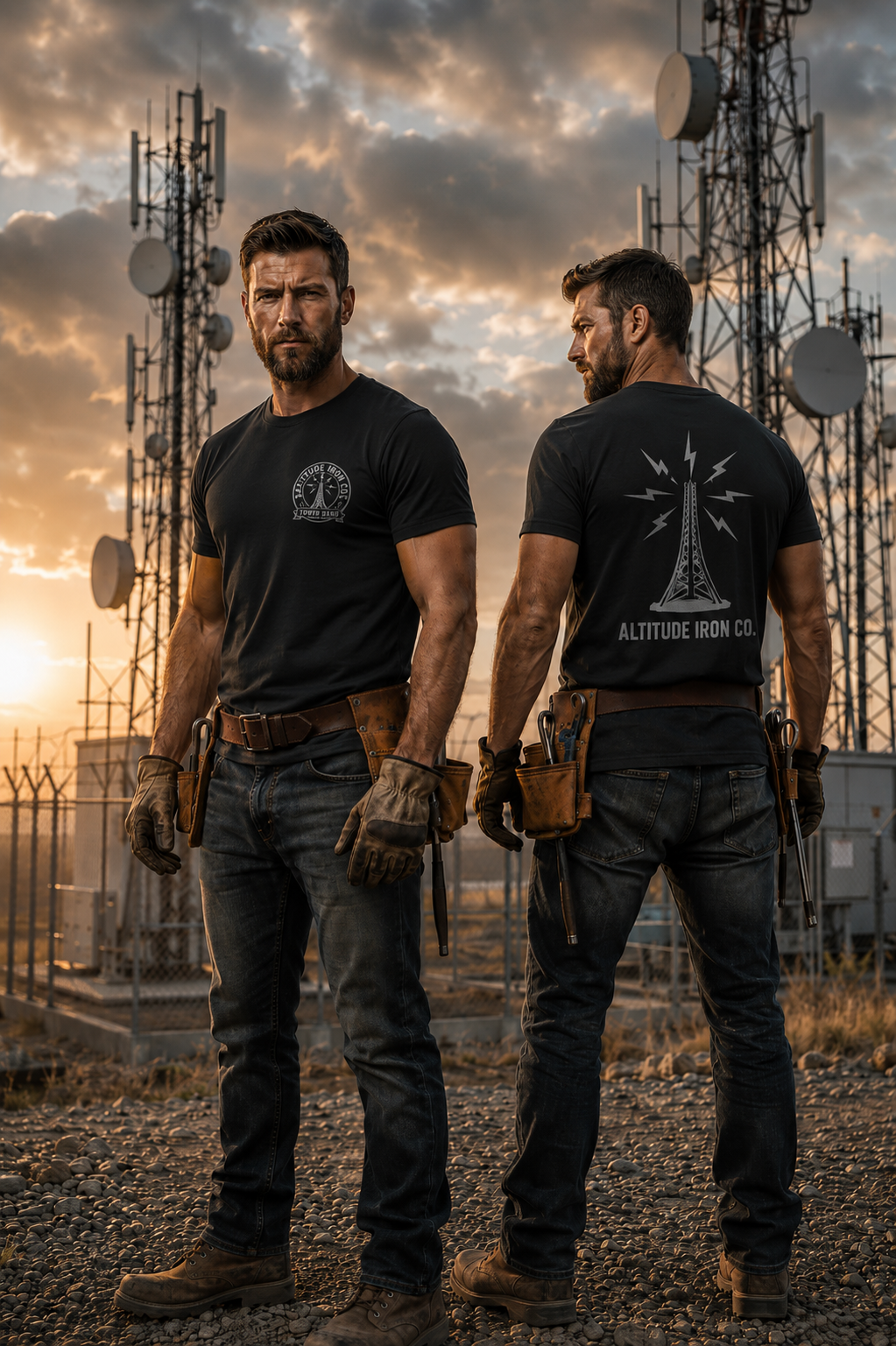 Altitude & Iron Co. Tower Hand Vintage Premium Tee in Dark — Soft Ring-Spun Cotton