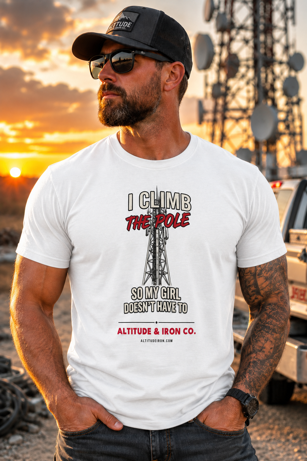 "I Climb The Pole" Climber Graphic Tee — Unisex Soft Cotton T-Shirt | Altitude & Iron