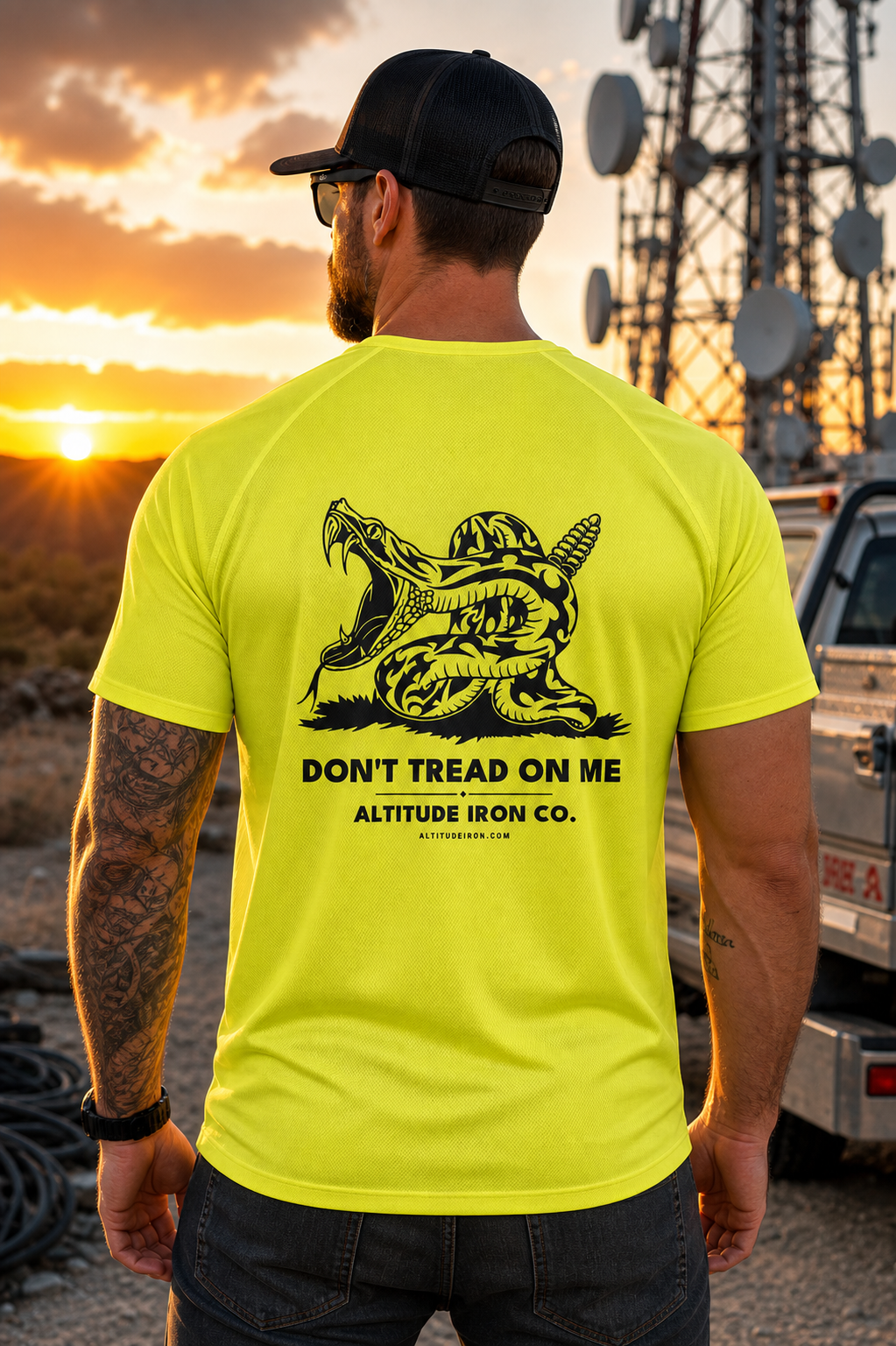 "Don't Tread On Me" Hi-Vis Mesh Jersey — Unisex Patriotic Athletic | Altitude & Iron