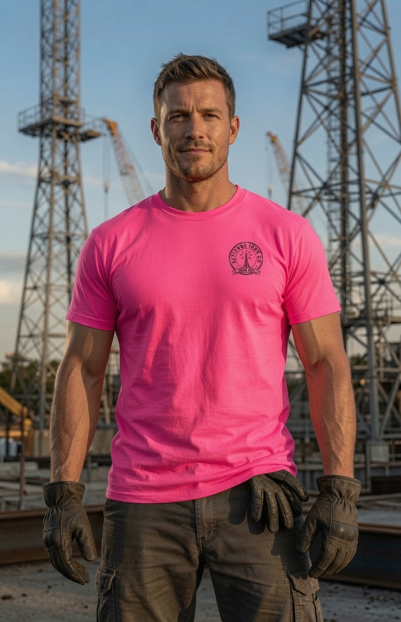 Altitude & Iron Co. Vintage Tower Hand Hi-Vis Tee — Bright Safety Colors, 100% USA Cotton