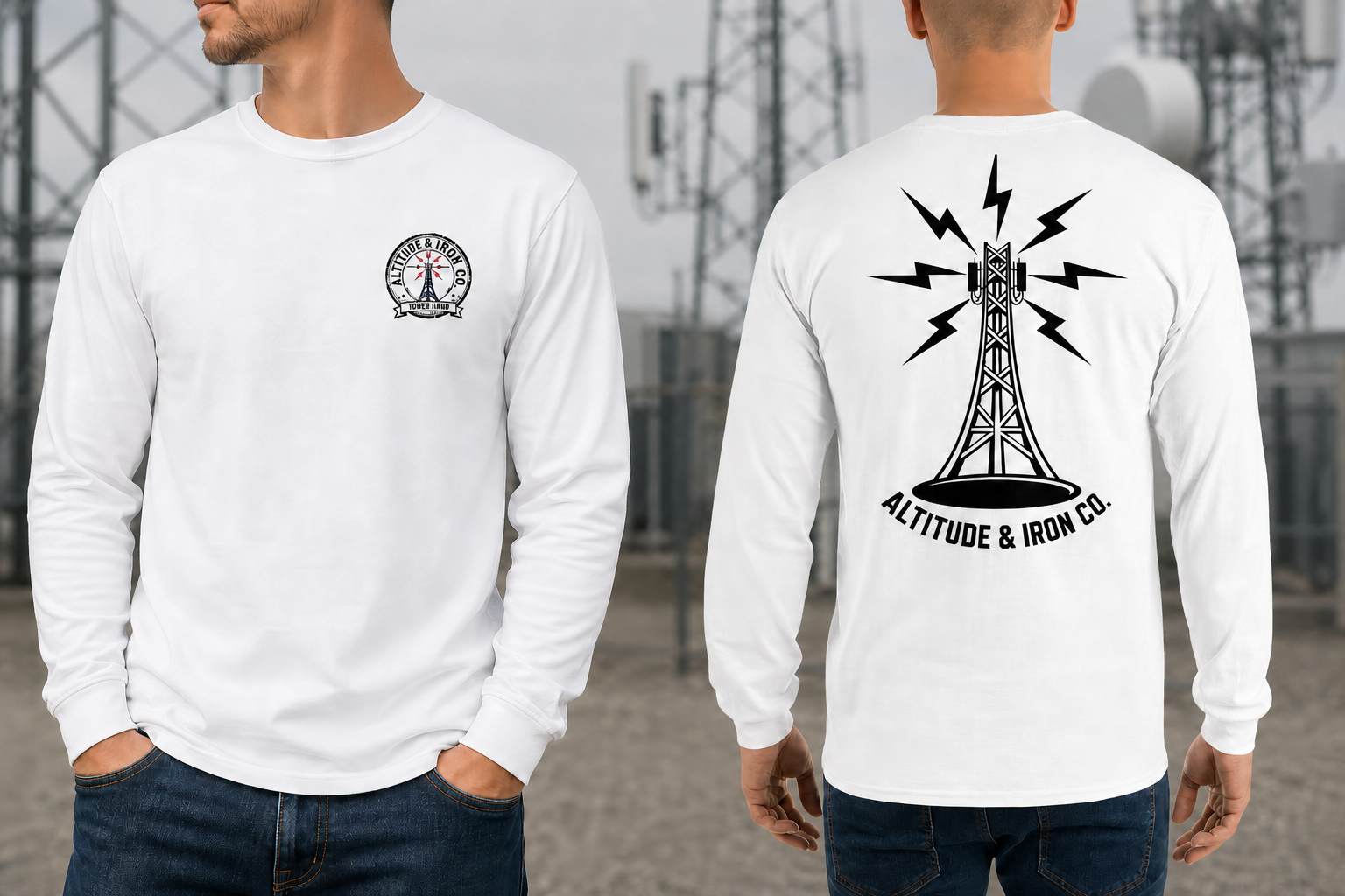Altitude & Iron Co. Tower Graphic Long Sleeve Shirt in White — Everyday Crew Layer