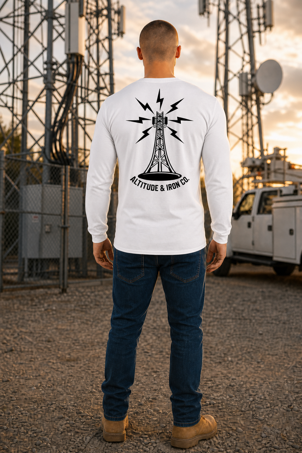 Altitude & Iron Co. Tower Graphic Long Sleeve Shirt in White — Everyday Crew Layer