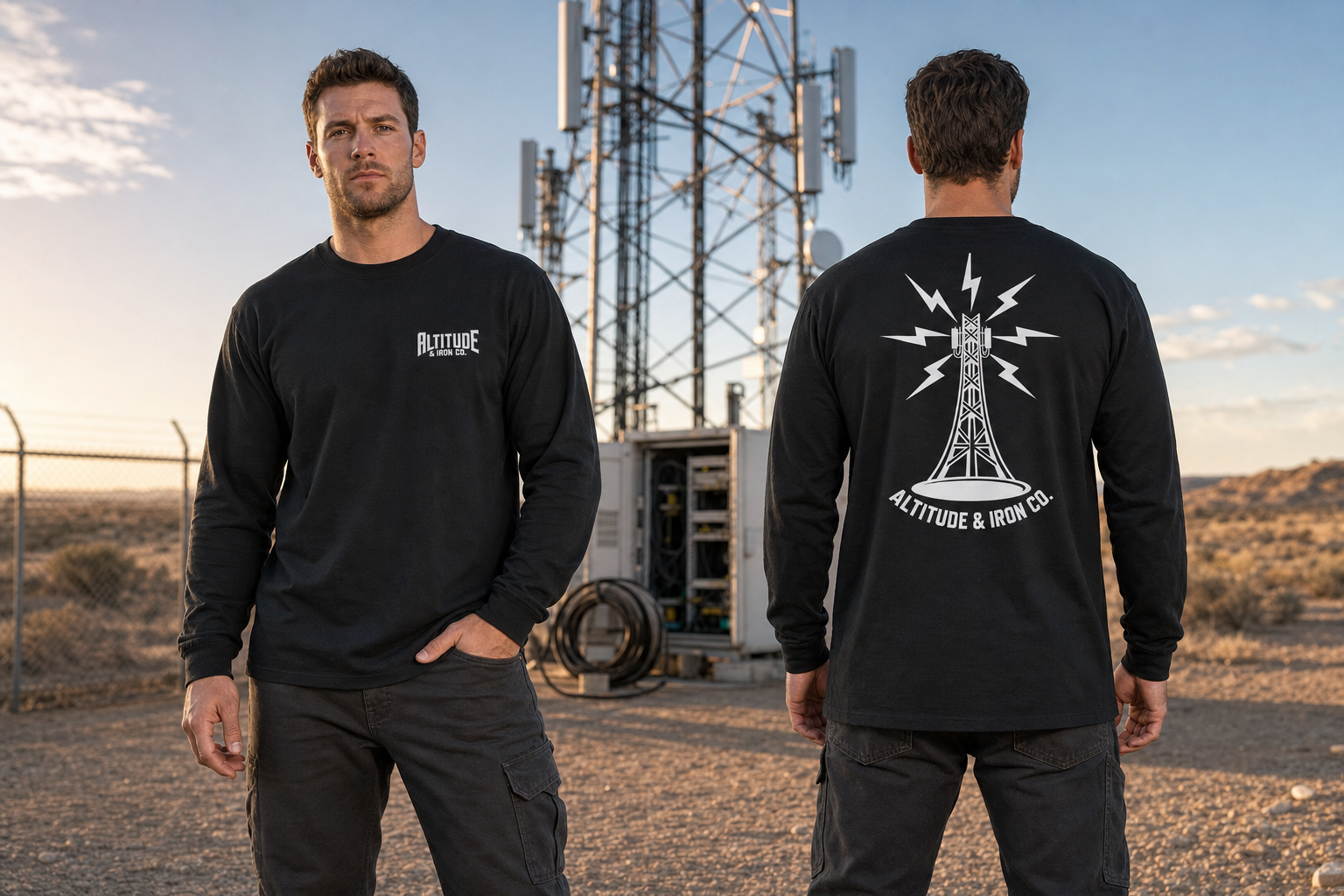 Altitude & Iron Co. Crest Long Sleeve Shirt in Black — Classic Crew Fit