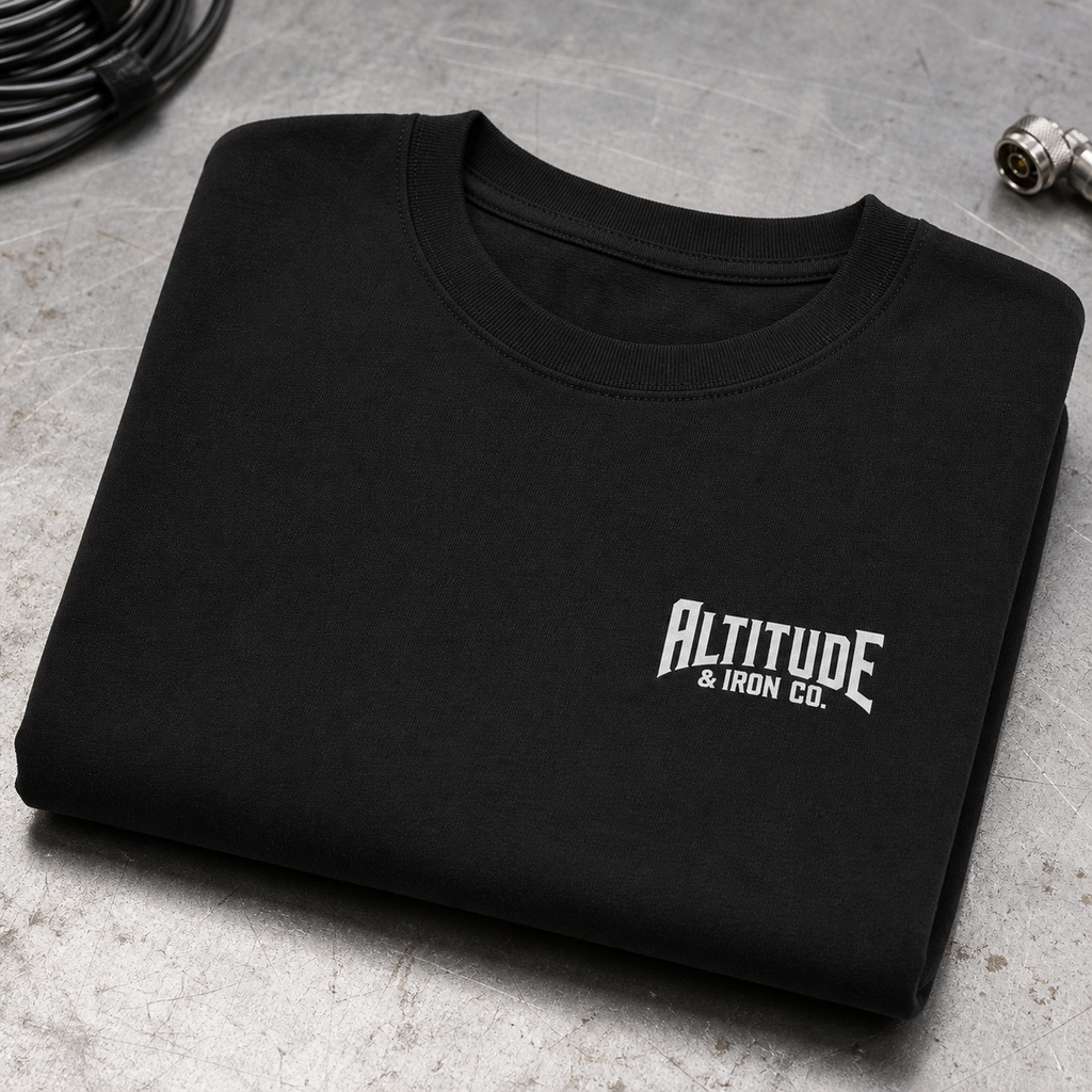 Altitude & Iron Co. Crest Long Sleeve Shirt in Black — Classic Crew Fit