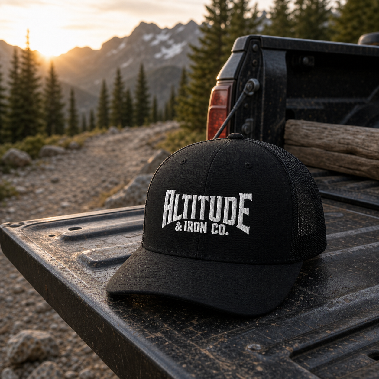 Classic Logo Trucker Hat, an Altitude & Iron embroidered cap for tower climbers