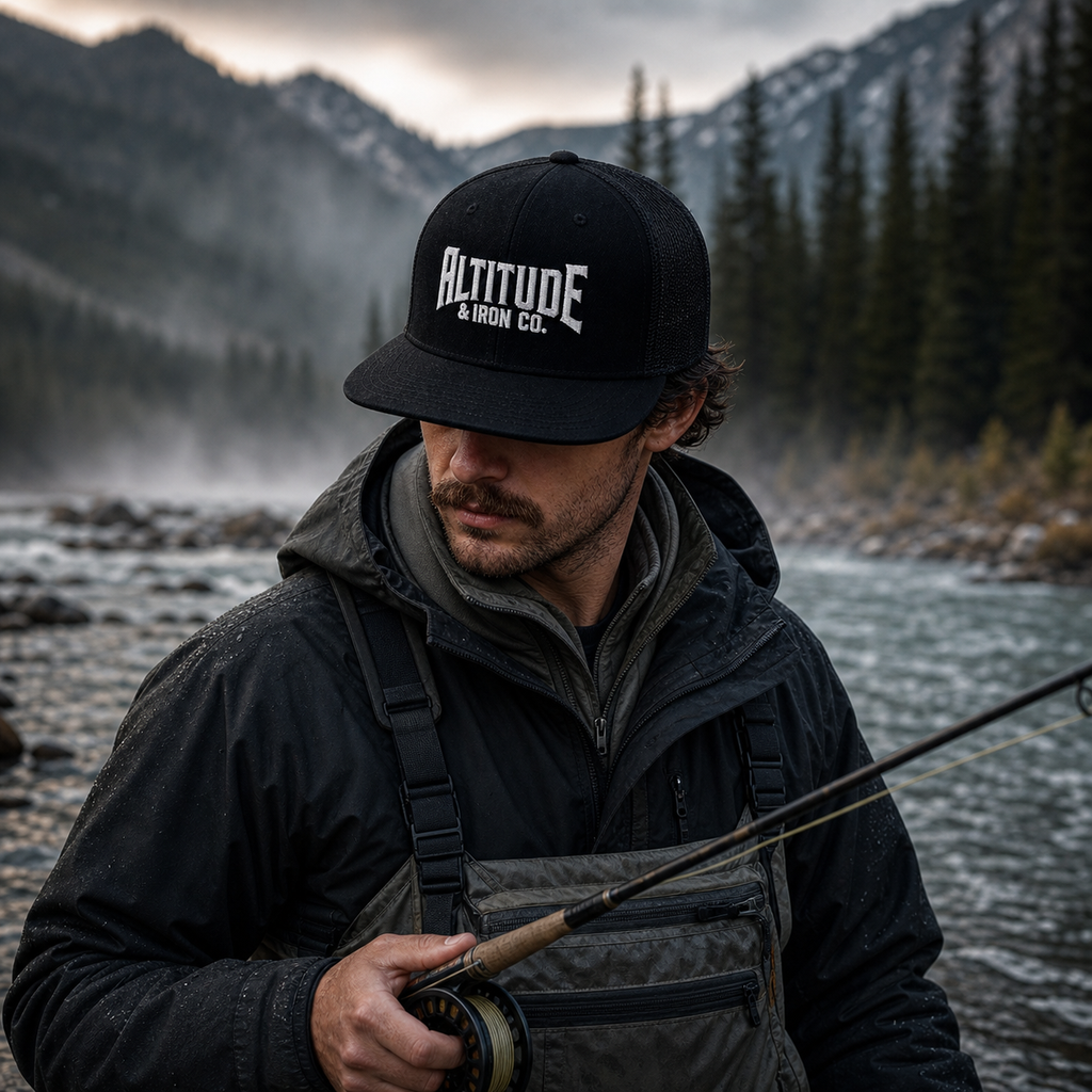 Classic Logo Trucker Hat, an Altitude & Iron embroidered cap for tower climbers