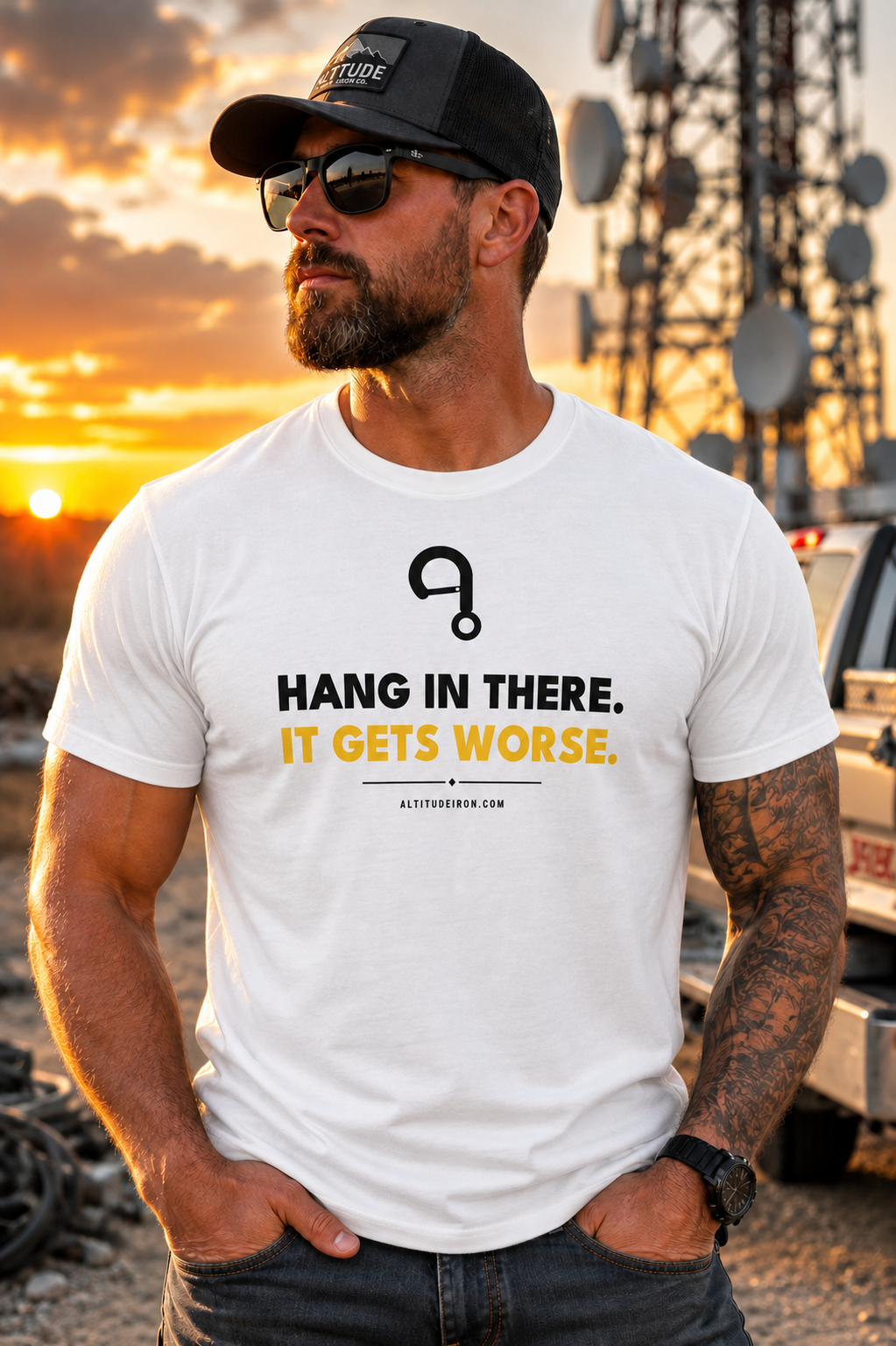 "Hang In There. It Gets Worse." Funny Rigging Graphic Tee — Unisex T-Shirt