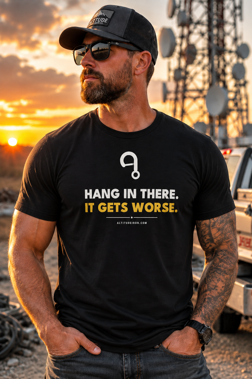 "Hang In There. It Gets Worse." Funny Rigging Graphic Tee — Unisex T-Shirt