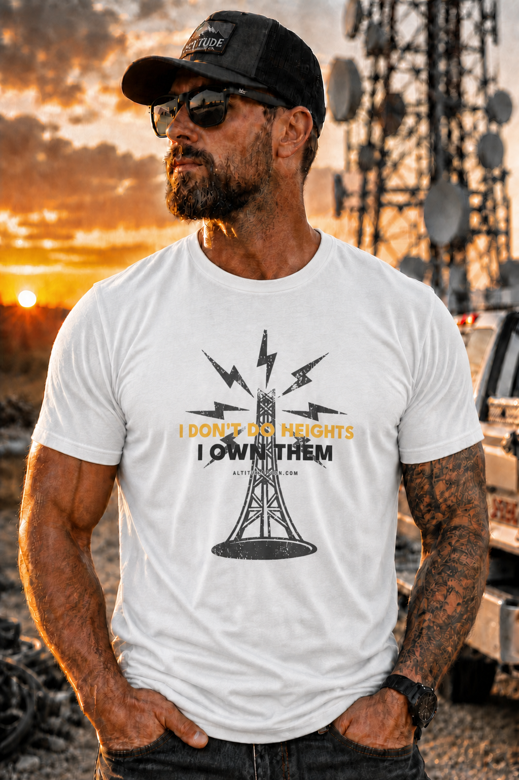 "I Don't Do Heights, I Own Them" Tower Climber Graphic Tee — Unisex T-Shirt