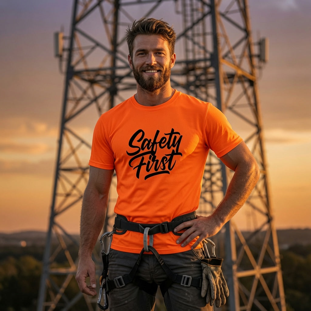 Altitude & Iron Co. Safety First Hi-Vis Performance Tee — Moisture-Wicking for Tower Crews