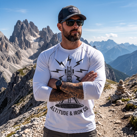 Tower Logo Rash Guard — Unisex Long Sleeve UPF Performance Shirt | Altitude & Iron