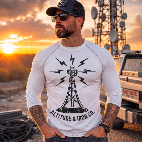 Tower Logo Rash Guard — Unisex Long Sleeve UPF Performance Shirt | Altitude & Iron