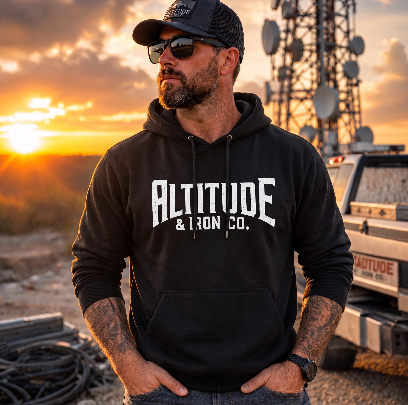 Altitude & Iron Logo Pullover Hoodie — Unisex Fleece Jobsite Sweatshirt
