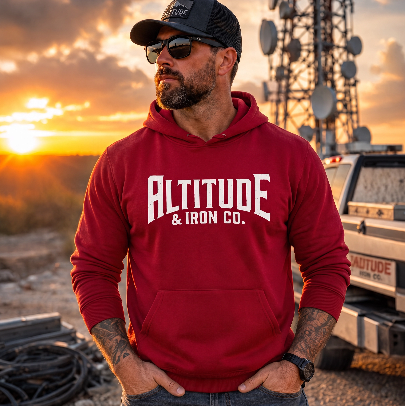 Altitude & Iron Logo Pullover Hoodie — Unisex Fleece Jobsite Sweatshirt