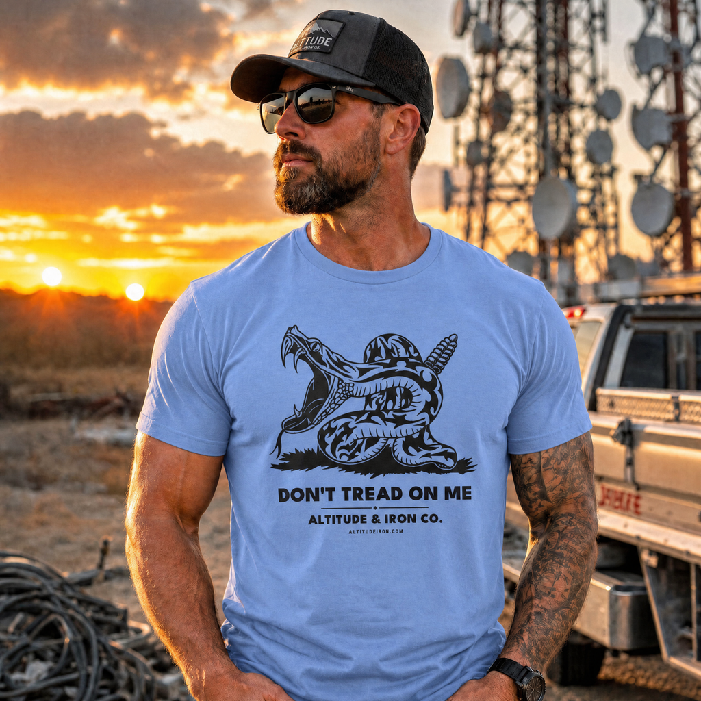 "Don't Tread On Me" Moisture-Wicking DryBlend Graphic Tee — Unisex Work T-Shirt | Altitude & Iron