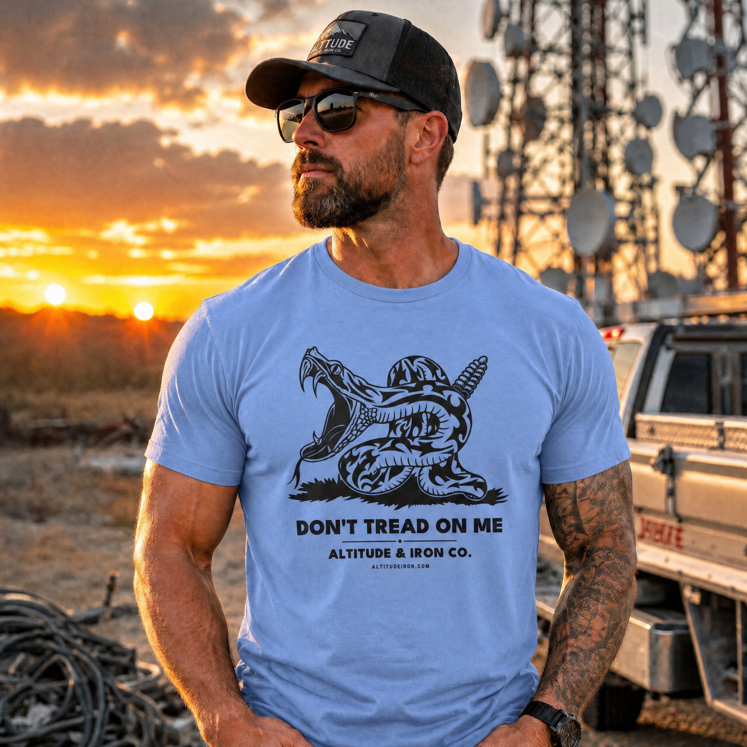 "Don't Tread On Me" Moisture-Wicking DryBlend Graphic Tee — Unisex Work T-Shirt | Altitude & Iron