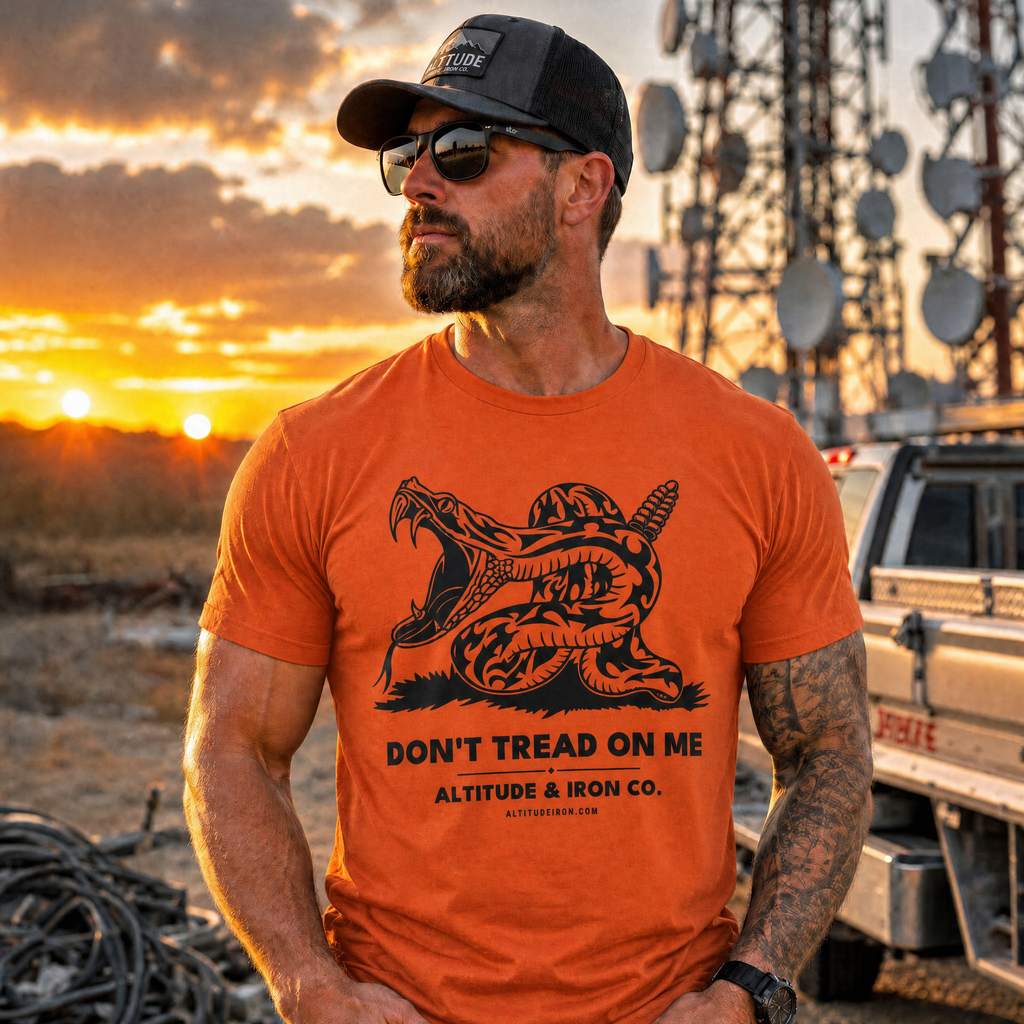 "Don't Tread On Me" Moisture-Wicking DryBlend Graphic Tee — Unisex Work T-Shirt | Altitude & Iron
