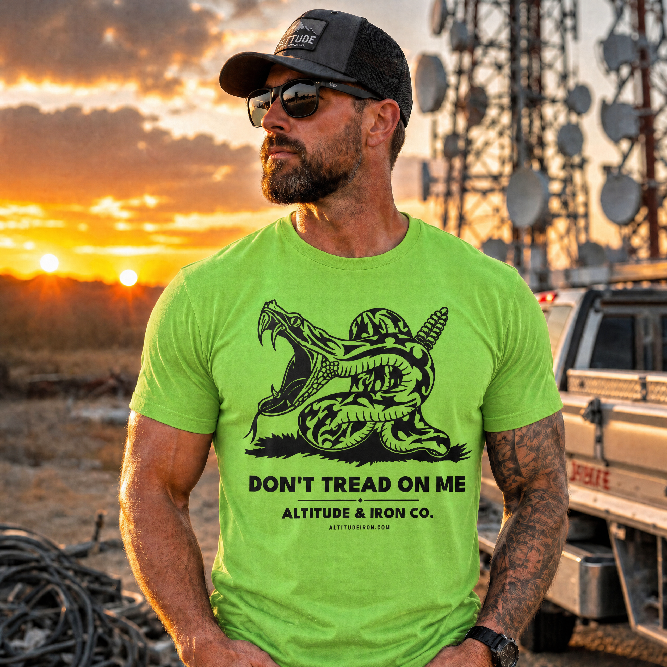 "Don't Tread On Me" Moisture-Wicking DryBlend Graphic Tee — Unisex Work T-Shirt | Altitude & Iron