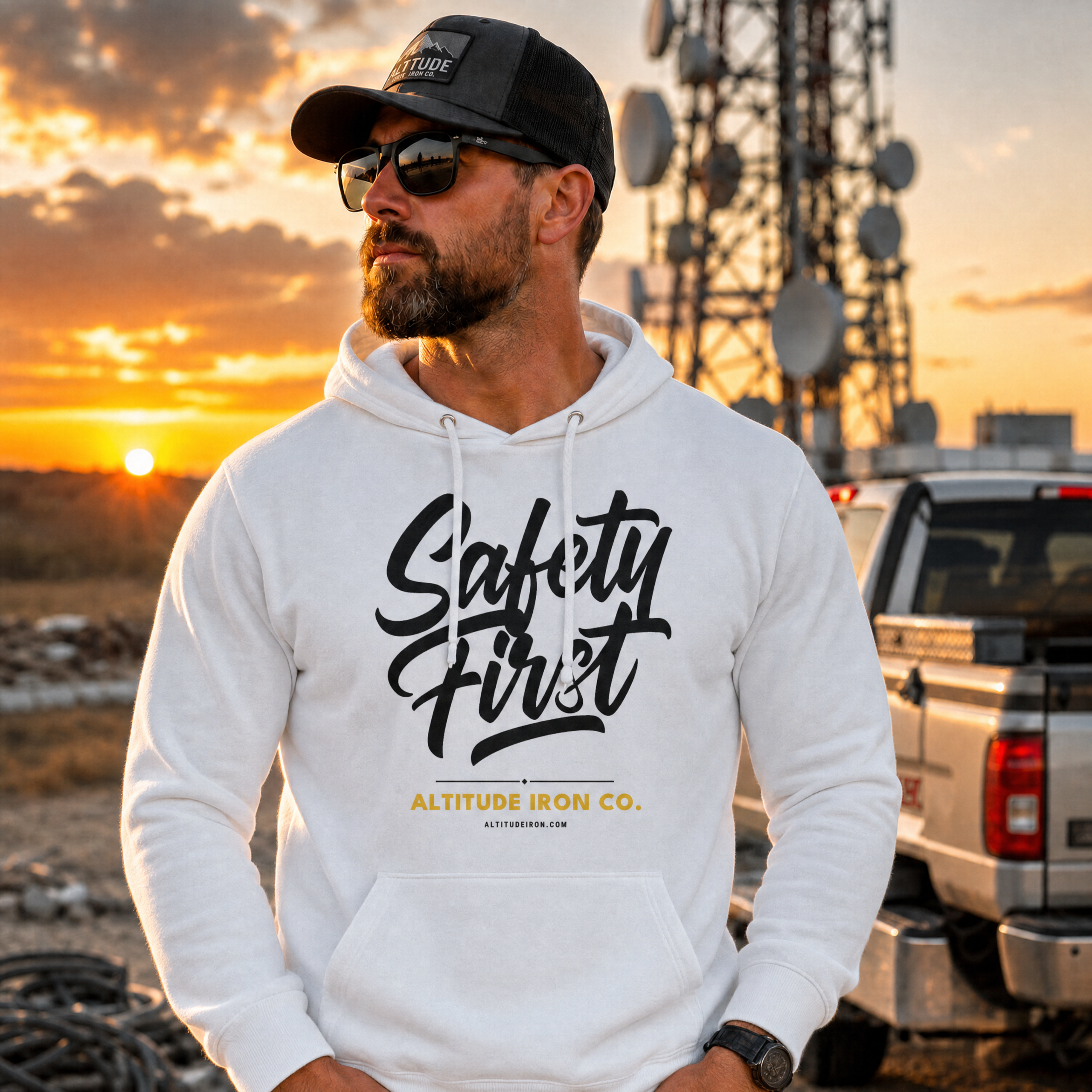 "Safety First" Pullover Hoodie — Unisex Construction Fleece | Altitude & Iron