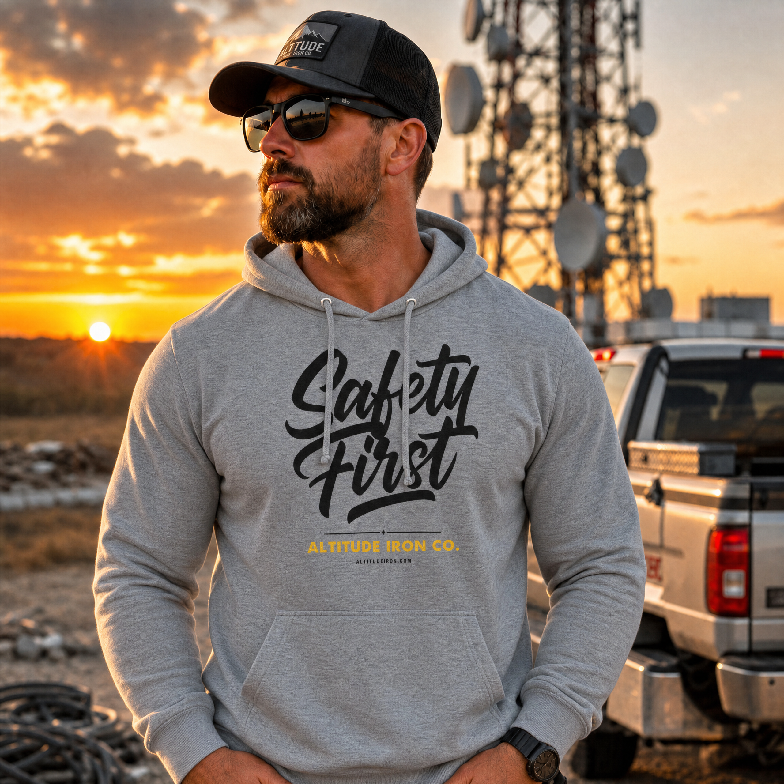 "Safety First" Pullover Hoodie — Unisex Construction Fleece | Altitude & Iron