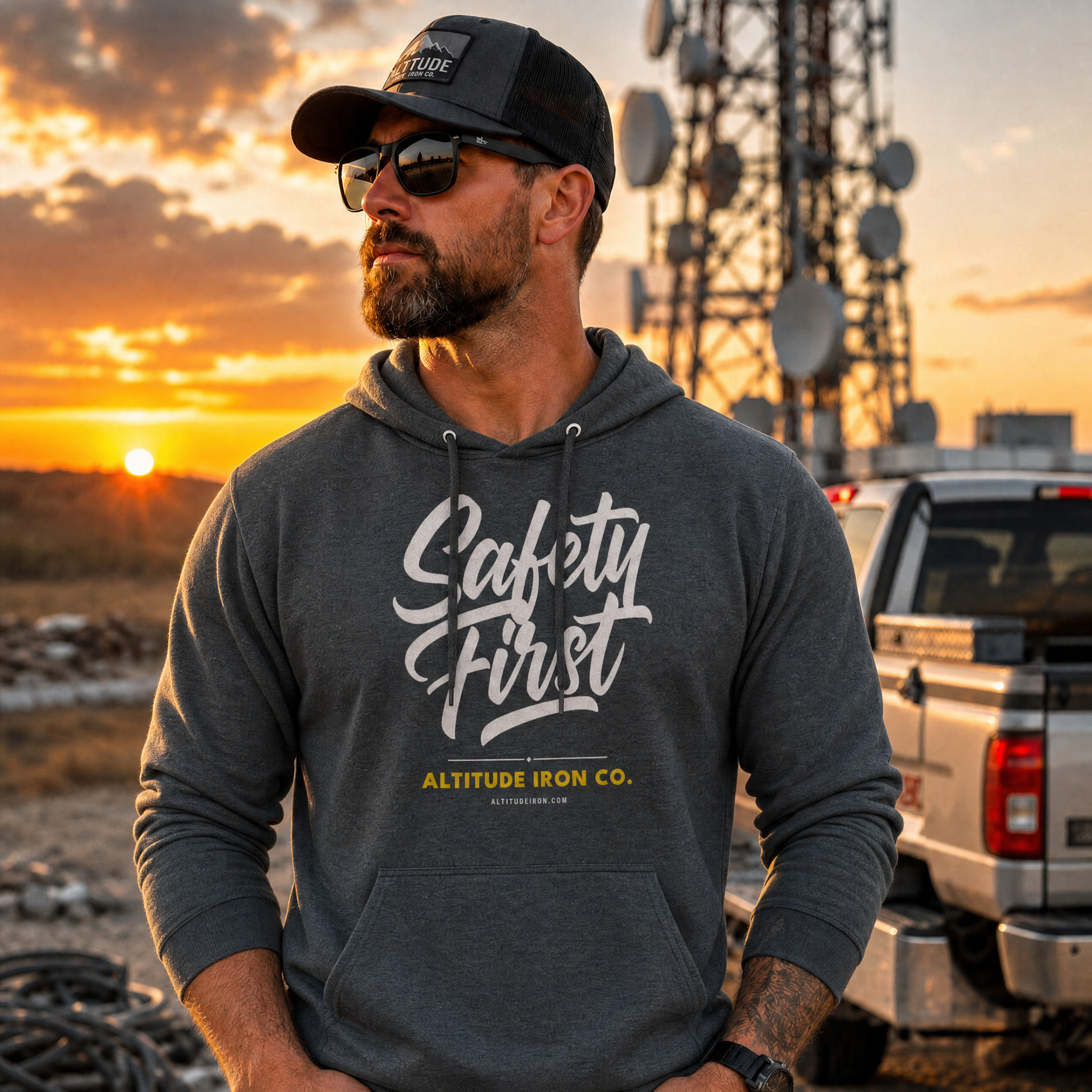 "Safety First" Pullover Hoodie — Unisex Construction Fleece | Altitude & Iron