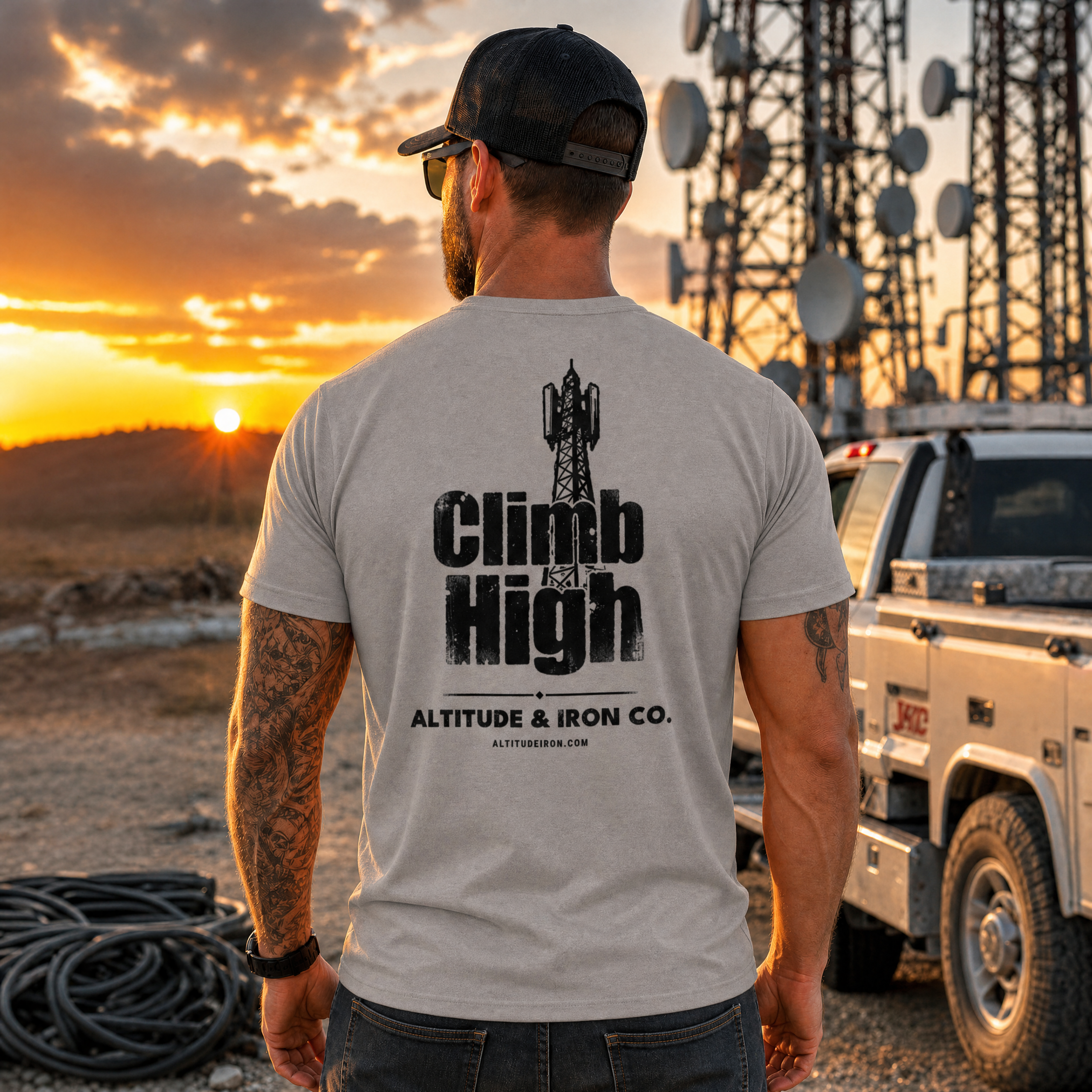 "Climb High" Tower Climber Graphic Tee — Unisex Trade T-Shirt | Altitude & Iron