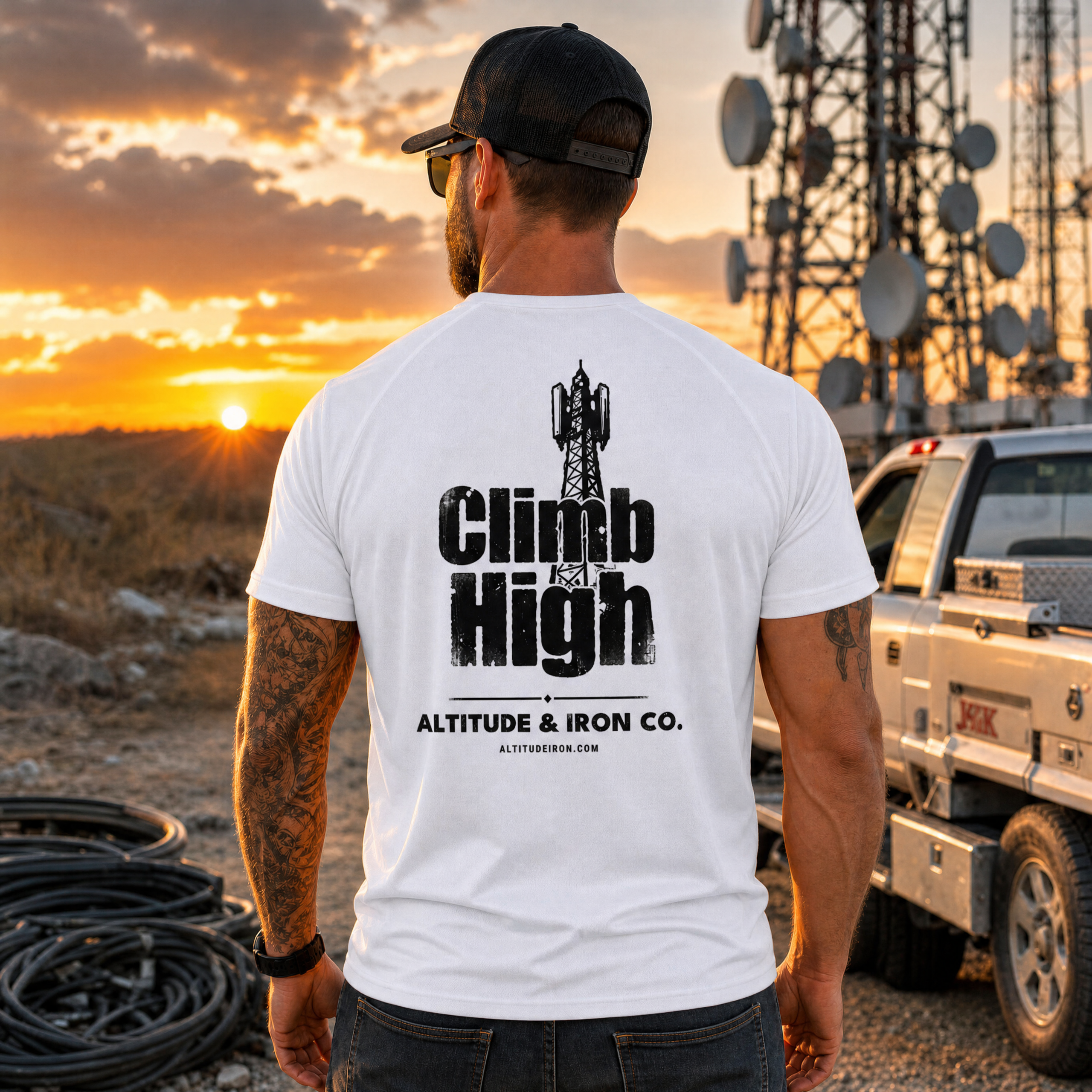"Climb High" Tower Climber Graphic Tee — Unisex Trade T-Shirt | Altitude & Iron