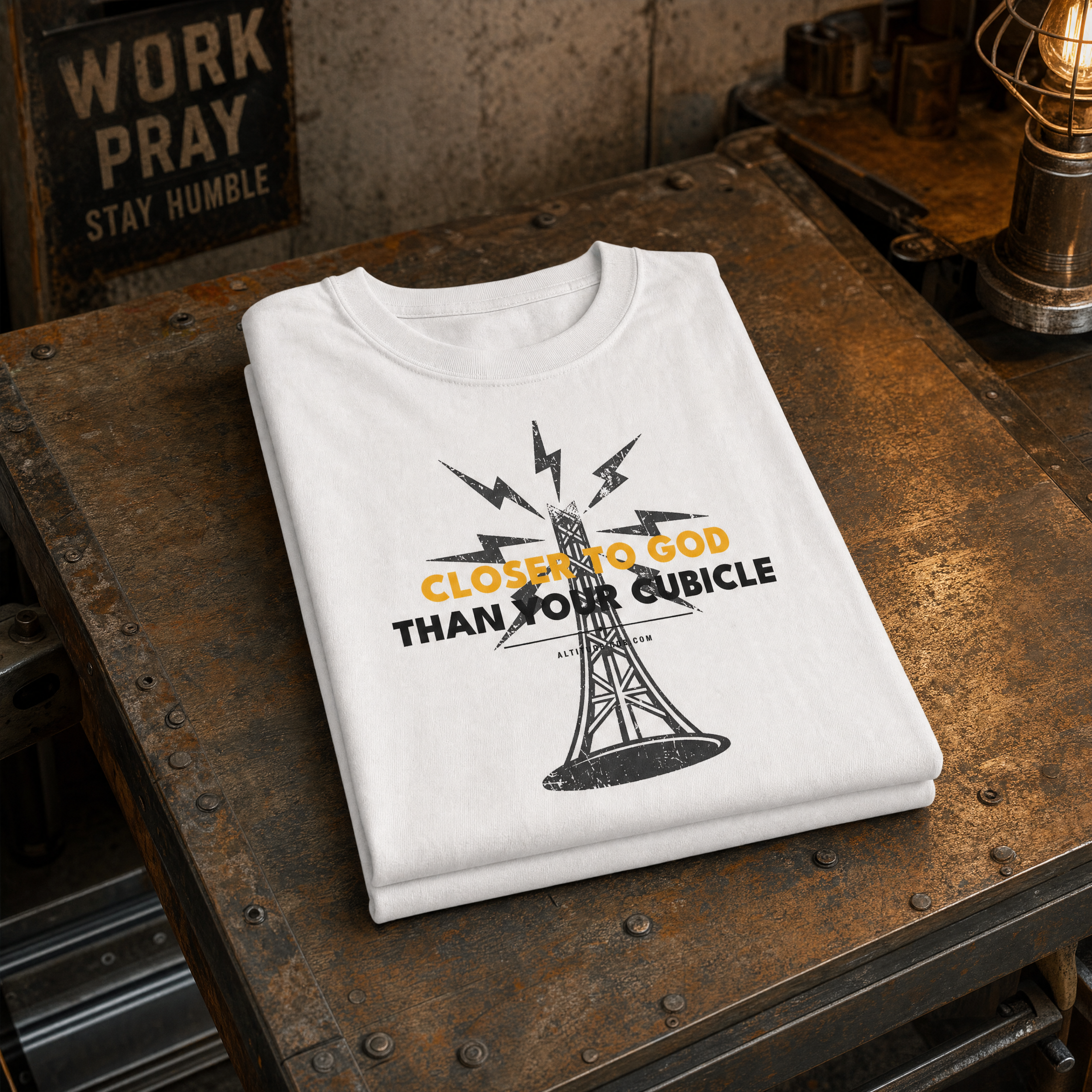 "Closer To God Than Your Cubicle" Radio Tower Graphic Tee — Unisex T-Shirt