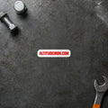 AltitudeIron.com wordmark sticker displayed on a steel workbench