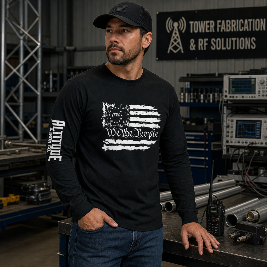 We The People Long Sleeve Tee — Dark, an Altitude & Iron long sleeve shirt for tower climbers