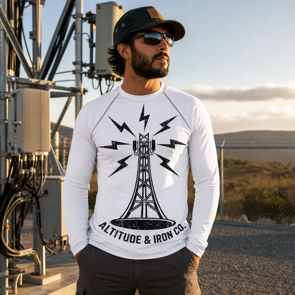 Tower Logo Rash Guard, an Altitude & Iron rash guard for tower climbers