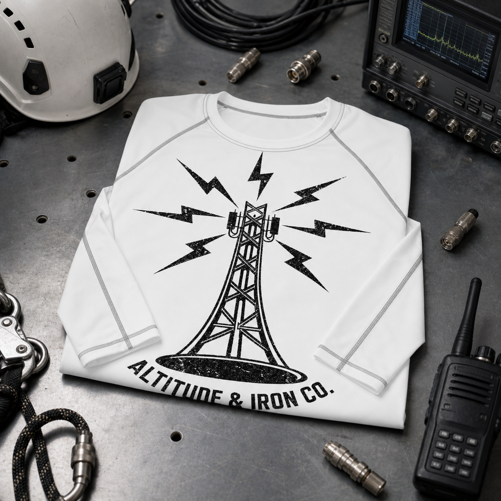 Tower Logo Rash Guard, an Altitude & Iron rash guard for tower climbers