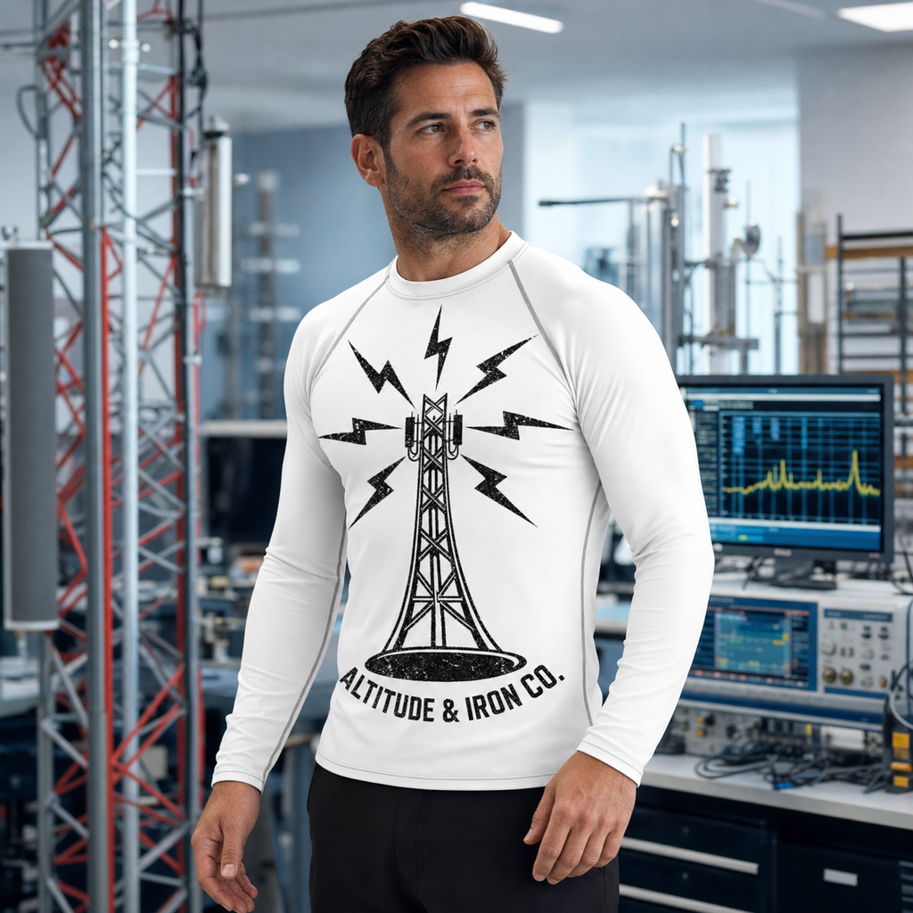 Tower Logo Rash Guard, an Altitude & Iron rash guard for tower climbers