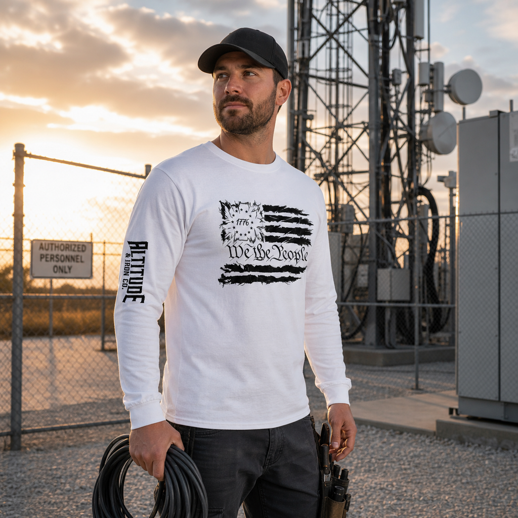 We The People Long Sleeve Tee — Light, an Altitude & Iron long sleeve shirt for tower climbers