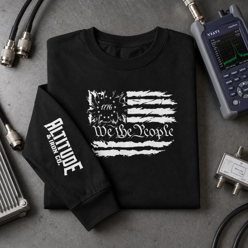 We The People Long Sleeve Tee — Dark, an Altitude & Iron long sleeve shirt for tower climbers