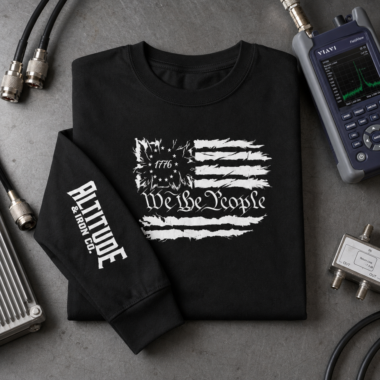 We The People Long Sleeve Tee — Dark, an Altitude & Iron long sleeve shirt for tower climbers