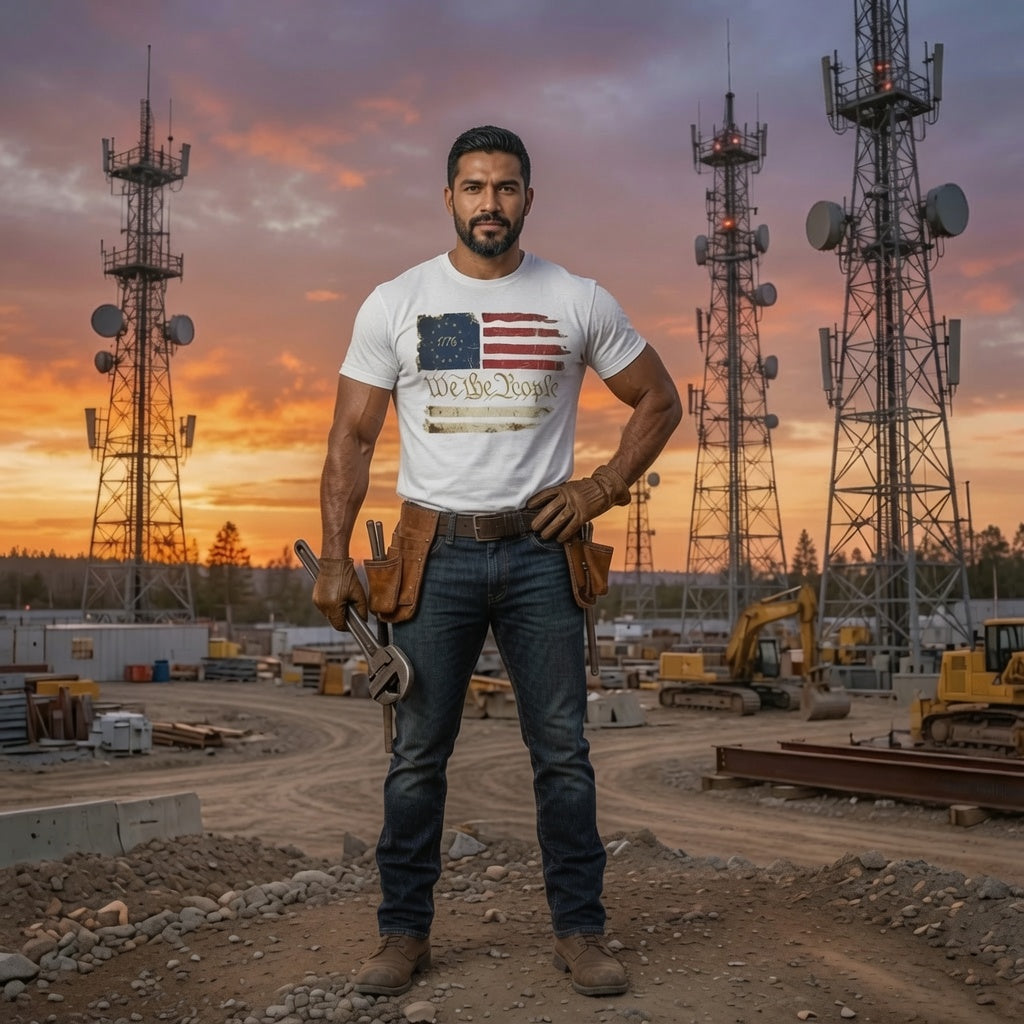 Altitude & Iron Co. American Flag Tee — Soft Ring-Spun Cotton for Tower Crews