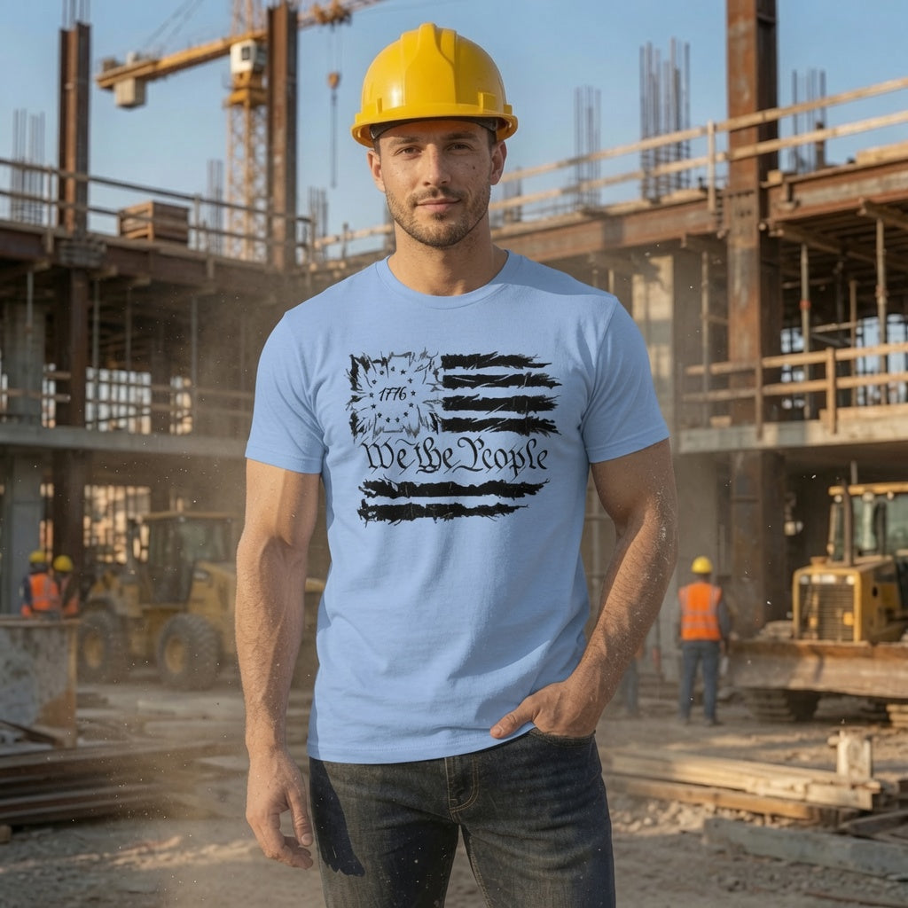 Altitude & Iron Co. Flag Tee in Blues — Soft Ring-Spun Cotton for the Tower Crew